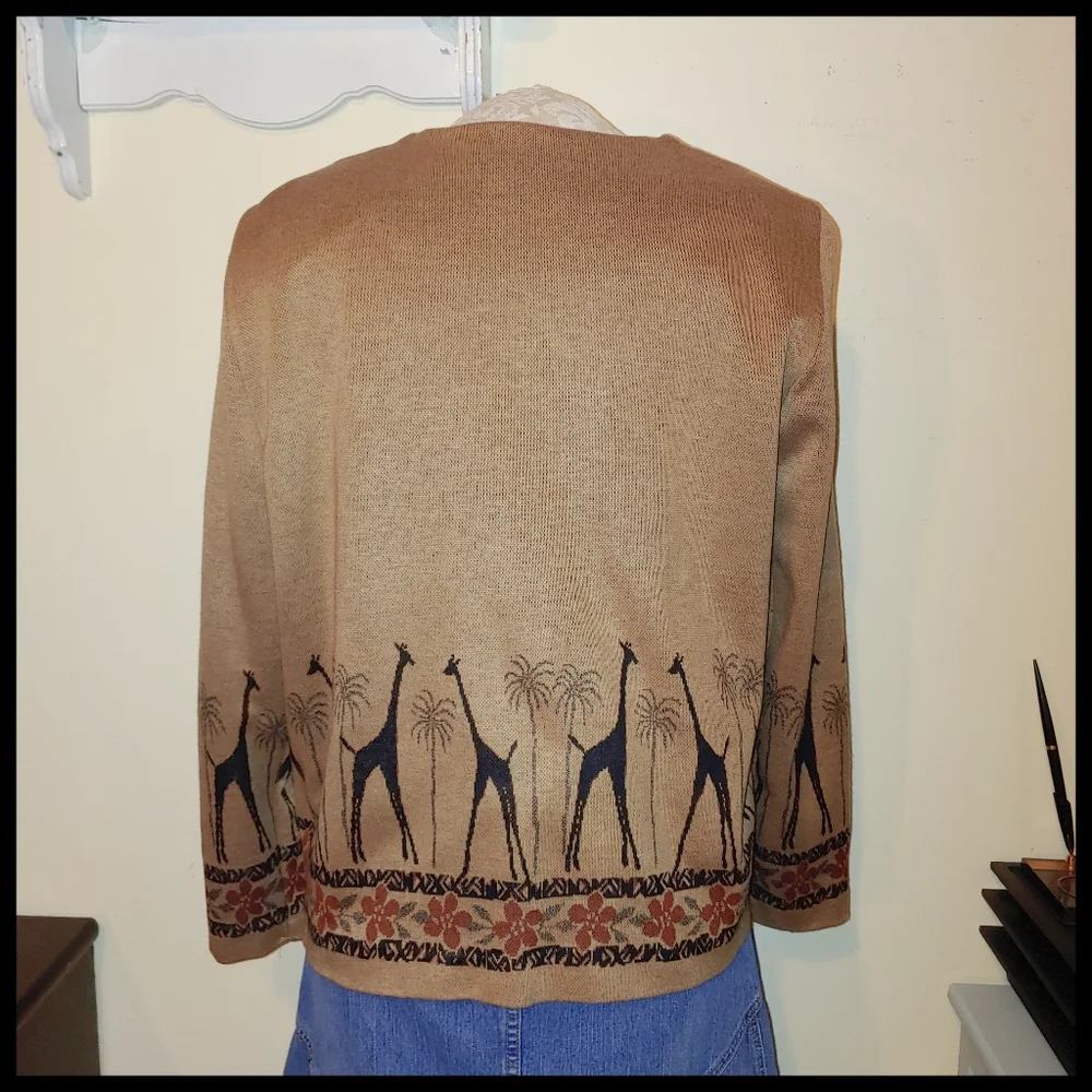 Alfred Dunner Giraffe Print Faux Cardigan - Picture 2 of 5